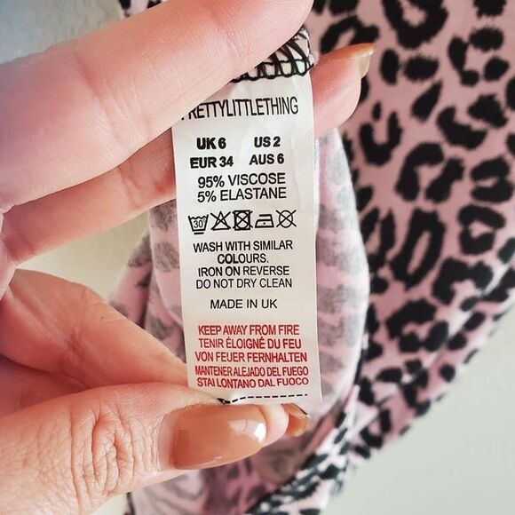 PrettyLittleThing Womens Dress Pink 2 Animal Print Body Con Mini Scoop Neck New - Picture 7 of 9